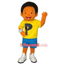 Curly Hair Sport Black Little Boy Mascot Costume