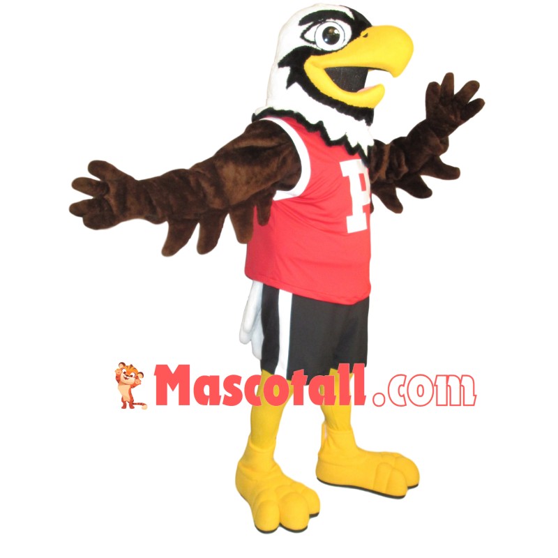 Power Eagle Wearing Red Vest Mascot Costume