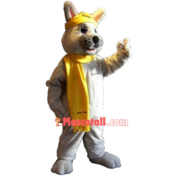Pet Rabbit With Yellow Scarf Mascot Costume
