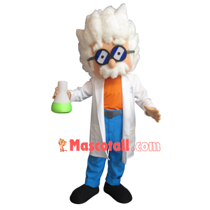 Gray-haired Scientist In The Laboratory Mascot Costume