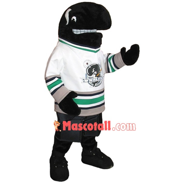 Black Whale With Angry Face Mascot Costume
