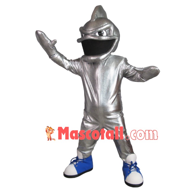 Silver Big Mouth Sea Fish Mascot Costume