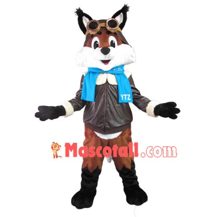 Professional Captain Fox In Leather Jacket Mascot Costume