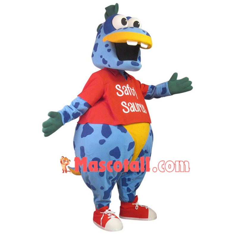 Fancy Cartoon Little Blue Dragon Mascot Costume