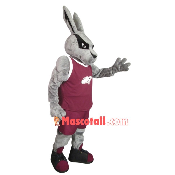 Fierce Gray Muscle Rabbit Mascot Sport Costume