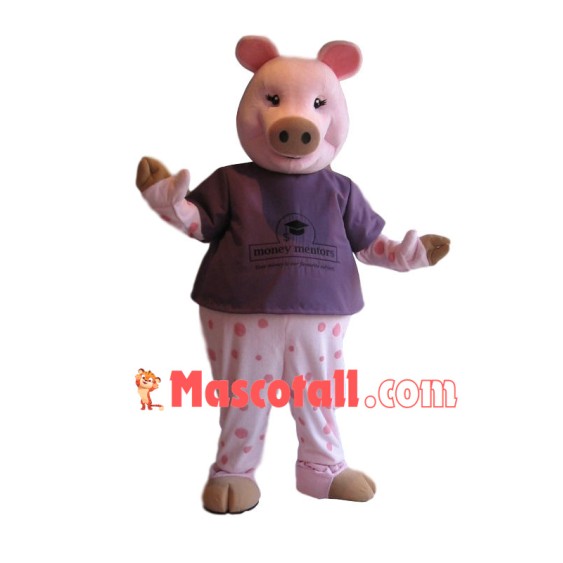 Tutor Pink Pig Mascot Costume For Money Management