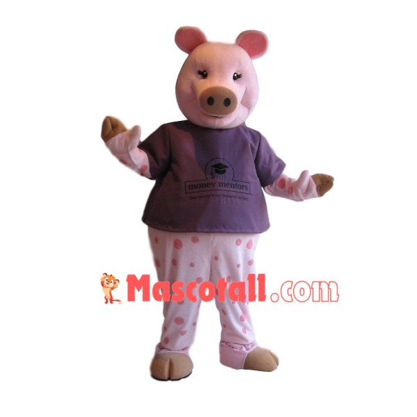 Tutor Pink Pig Mascot Costume For Money Management