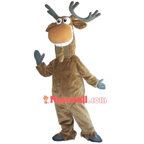 Funny Elk With Full White Teeth Mascot Costume