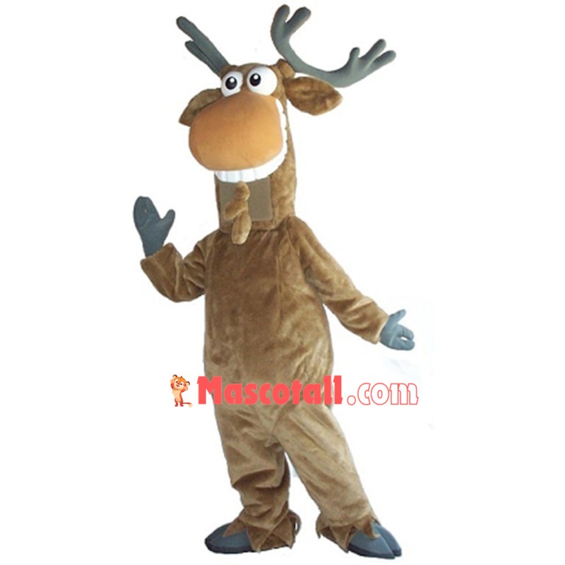 Funny Elk With Full White Teeth Mascot Costume