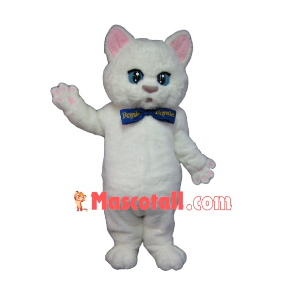 Lovable Cute White Cat Mascot Furry Costume