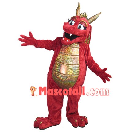 Rare Dragon With Golden Horns Mascot Costume