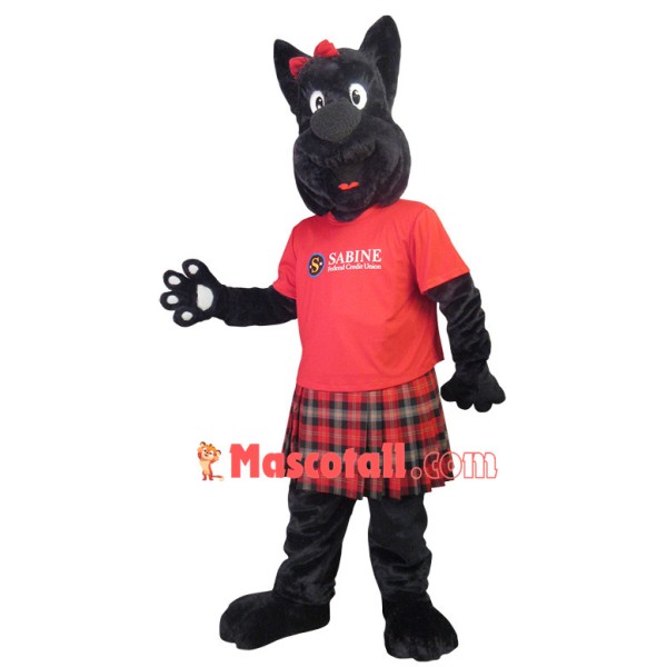 Black Dog In Kilt Mascot Costume For Cooperative