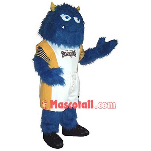 Long Wool Blue Monster Mascot Sport Costume