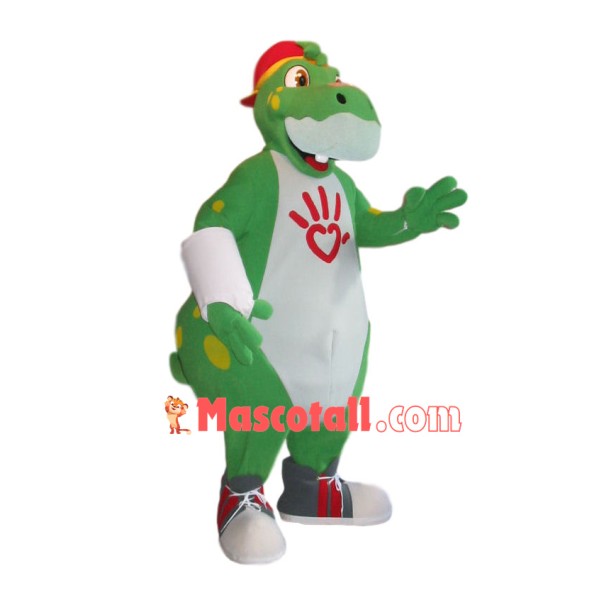 Bandaged Green Dinosaur Mascot Costume For Relief Agency