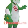 Bandaged Green Dinosaur Mascot Costume For Relief Agency