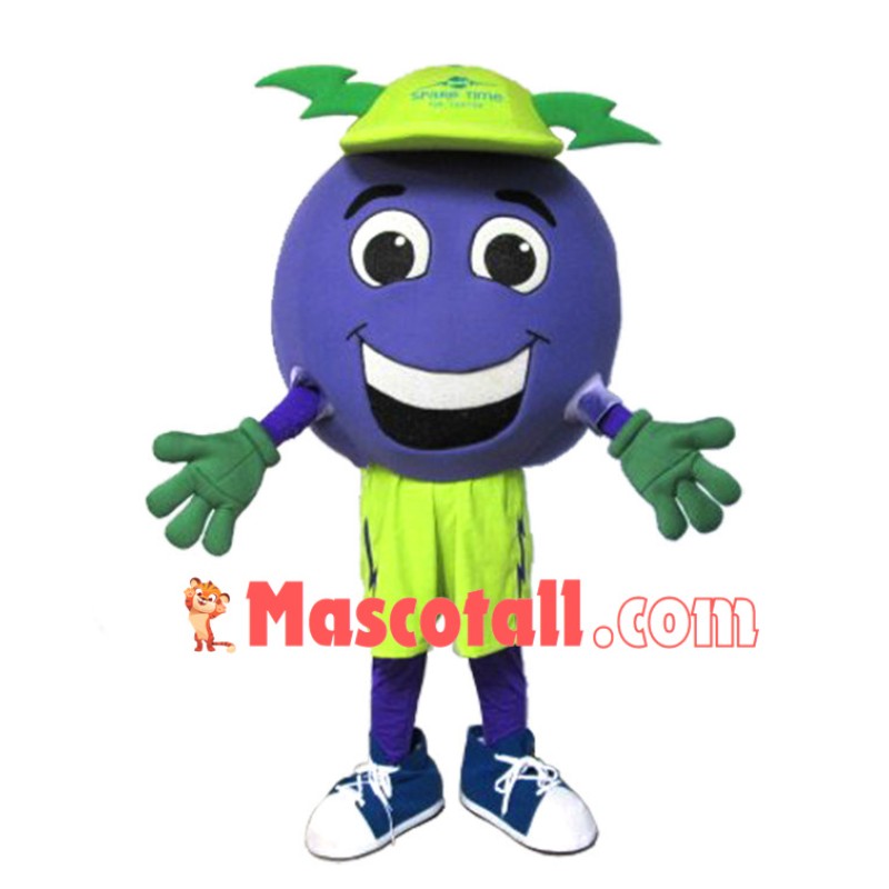 Blue Round Doll With Thunderbolt Hat Mascot Costume