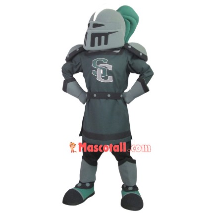 Fully Armed Masked Knight Mascot Costume