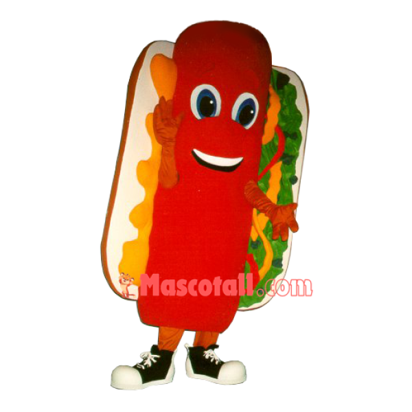 Sausage Hot Dog Full Of Salad Dressing Mascot Costume