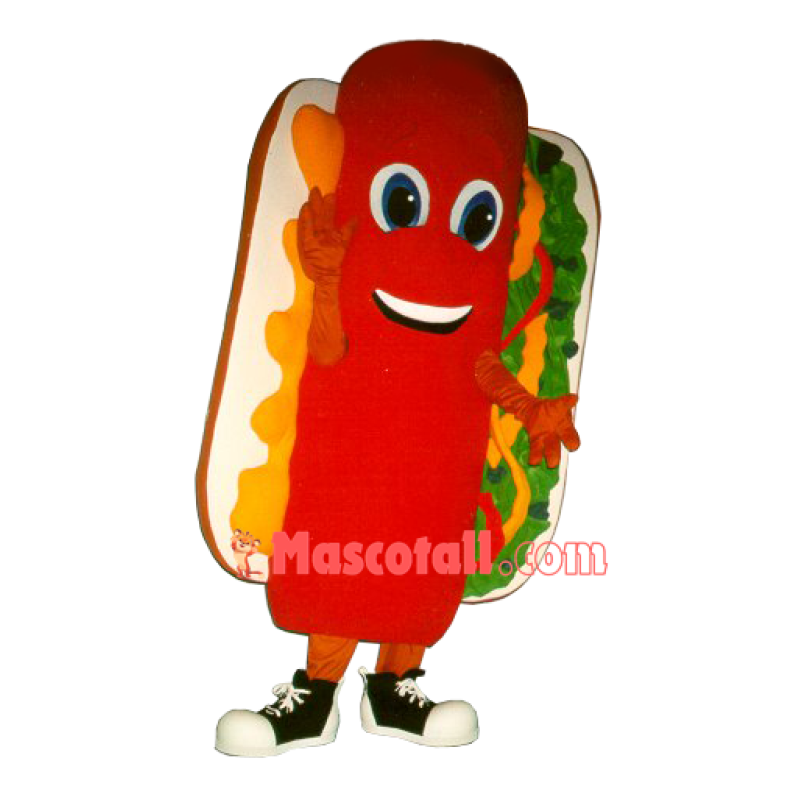 Sausage Hot Dog Full Of Salad Dressing Mascot Costume