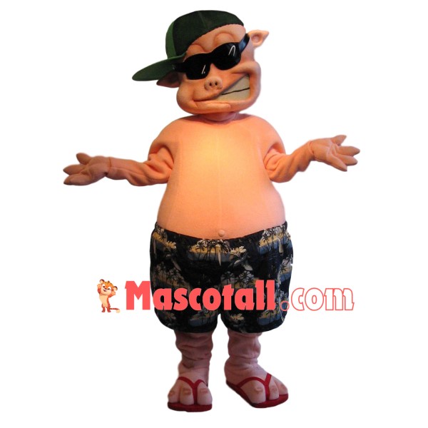 Sunglasses Pig In Beach Shorts Mascot Costume