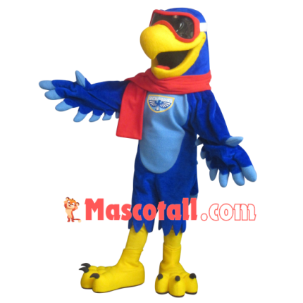 Blue Eagle With Goggles Mascot Costume