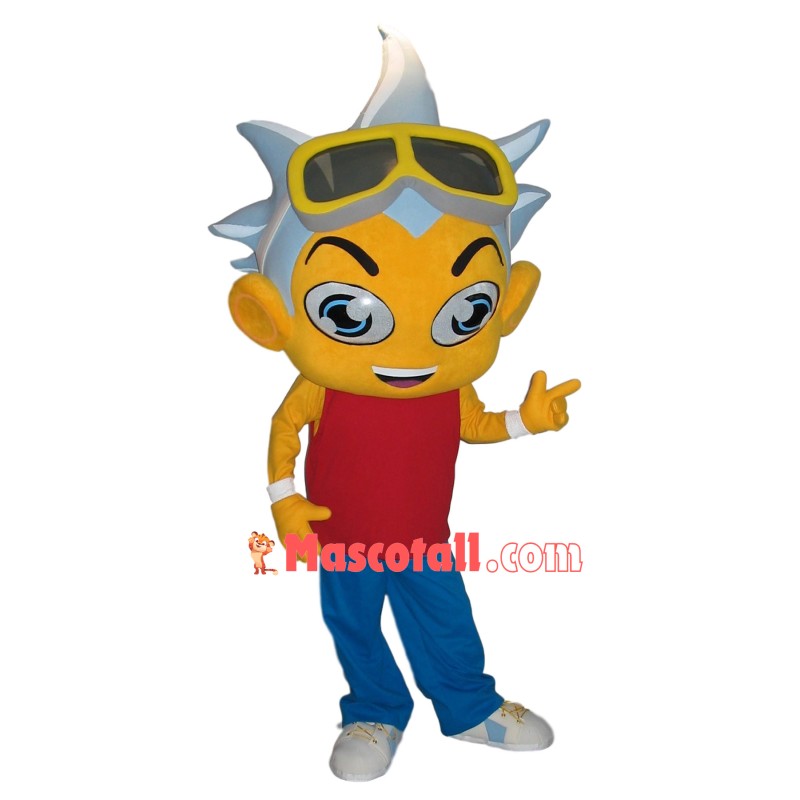Cool Silver Hair Hip-hop Boy Mascot Costume