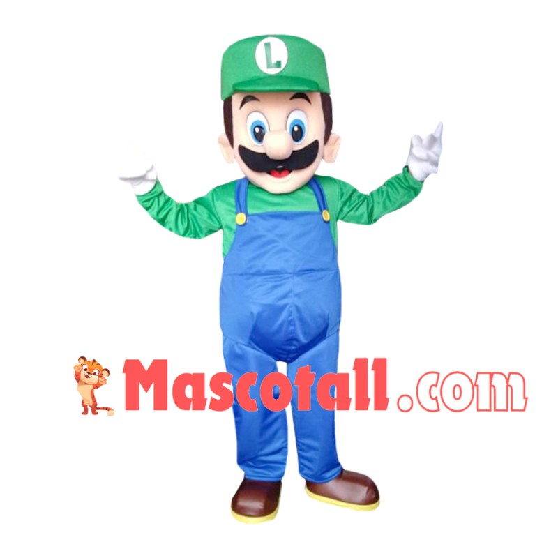 Bearded Luigi Mario Mascot Costume