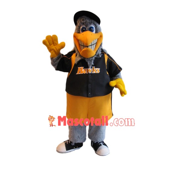Grey Plush Hawk With Blue Eyes Mascot Costume