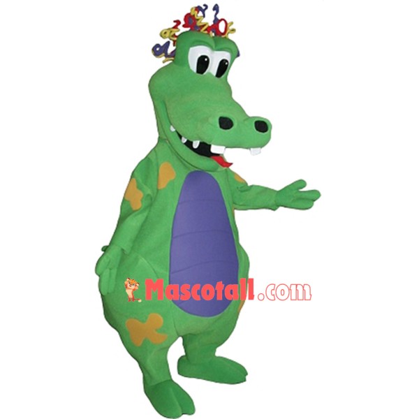 Comical Crocodile With Full of Wires On Head Mascot Costume