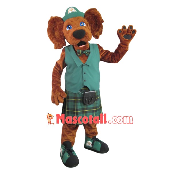 Tourist Guide Dog In The Green Vest Mascot Costume