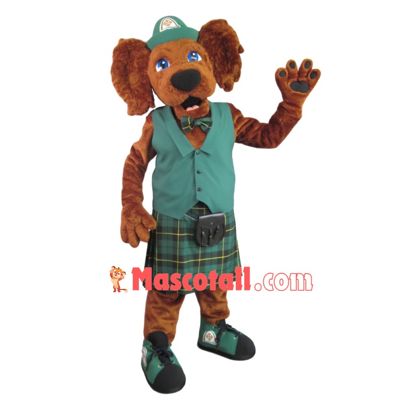 Tourist Guide Dog In The Green Vest Mascot Costume