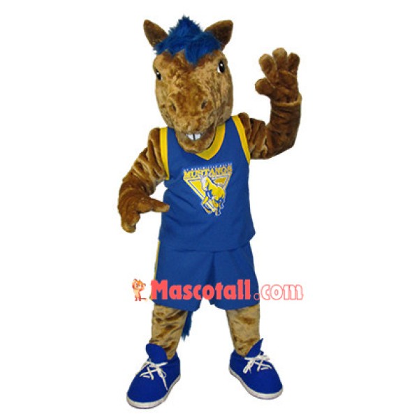 Stout Playing Brown Horse Mascot Costume