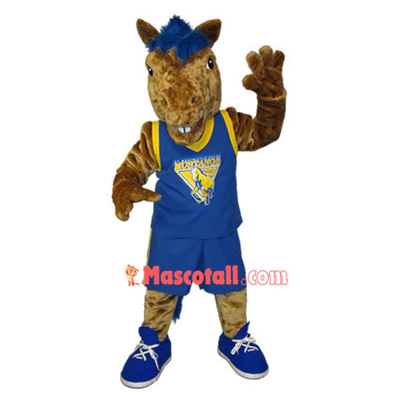 Stout Playing Brown Horse Mascot Costume