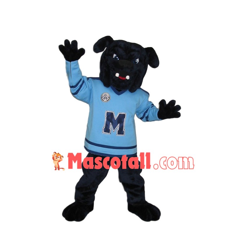 All Over Black Bulldog of Club Mascot Costume