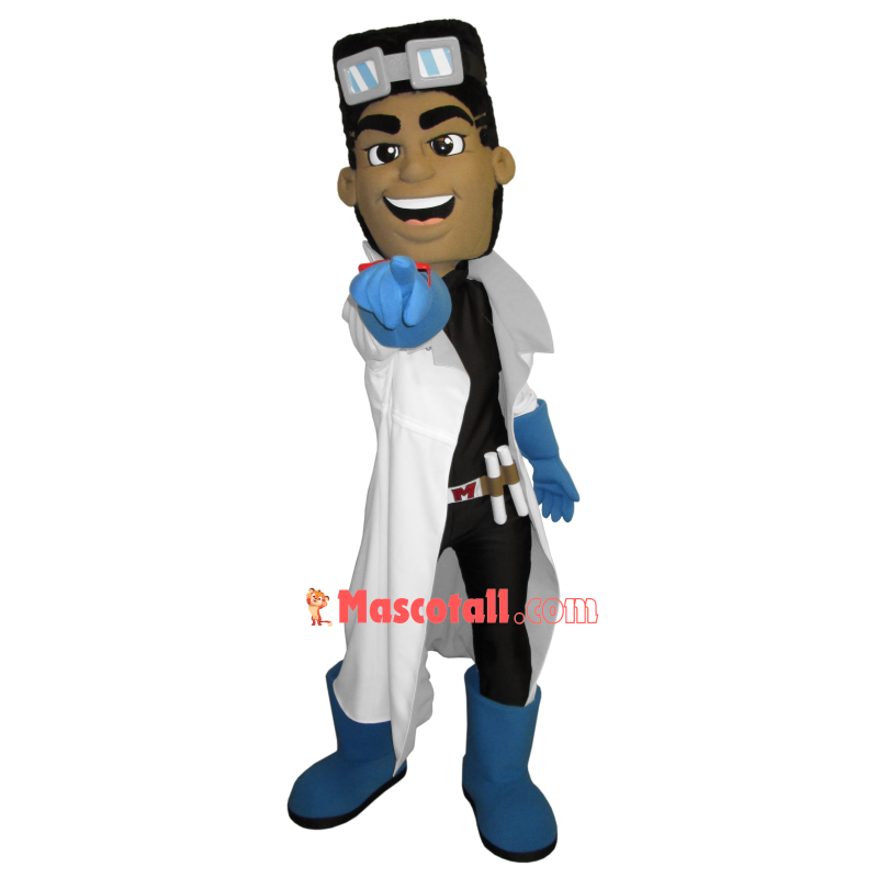 Excited White Robe Experimenter Mascot Costume