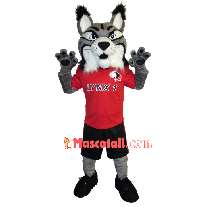 Alert Fierce Grey Lynx Mascot Costume