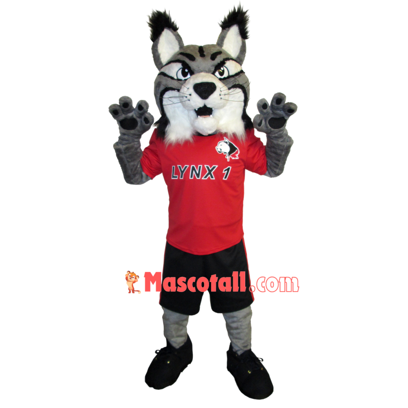 Alert Fierce Grey Lynx Mascot Costume