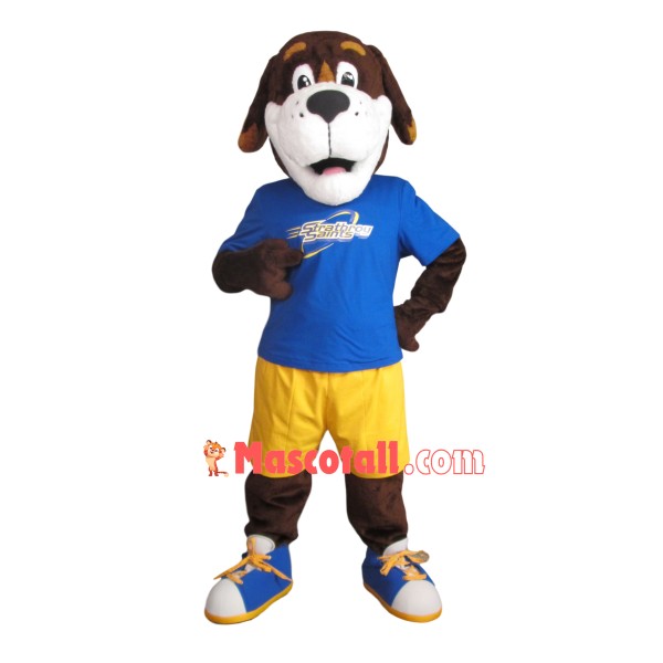Considerate Brown Dog Of Group Mascot Costume