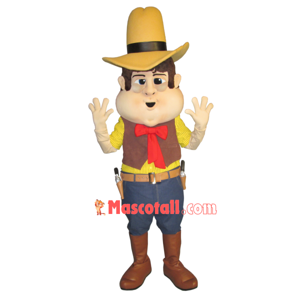 Fat Cowboy With Gun Mascot Costume