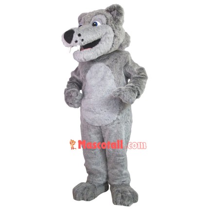 Greedy Plush Gray Wolf With Fangs Mascot Costume