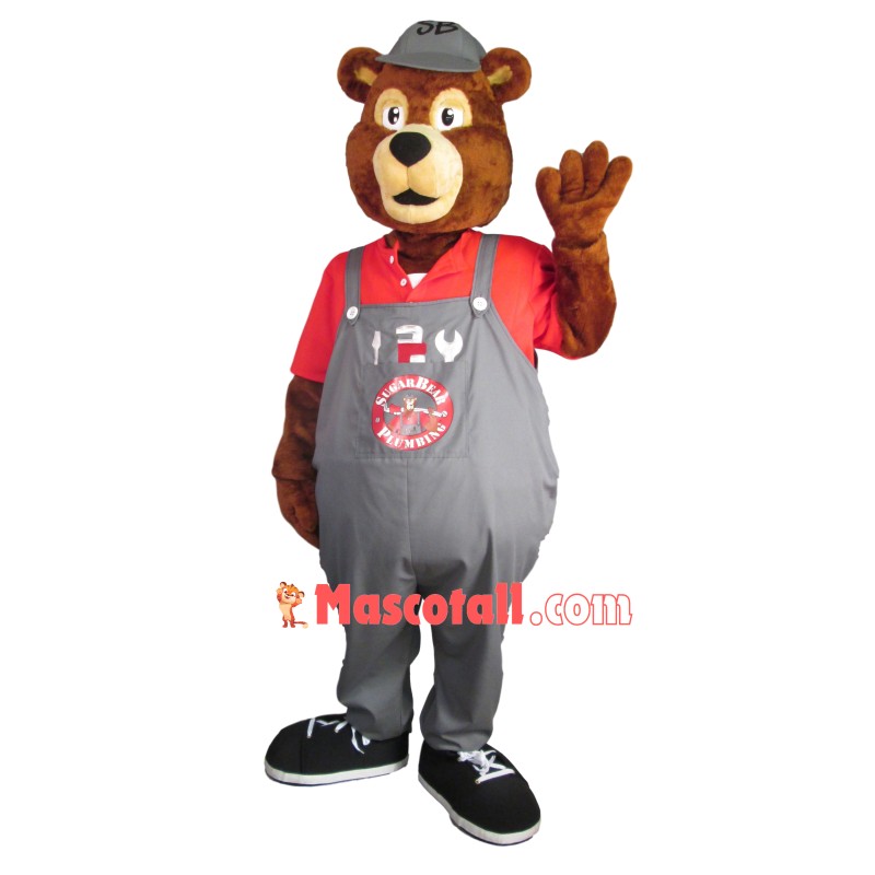 Plumber Bear Mascot Costume of The Repair Company