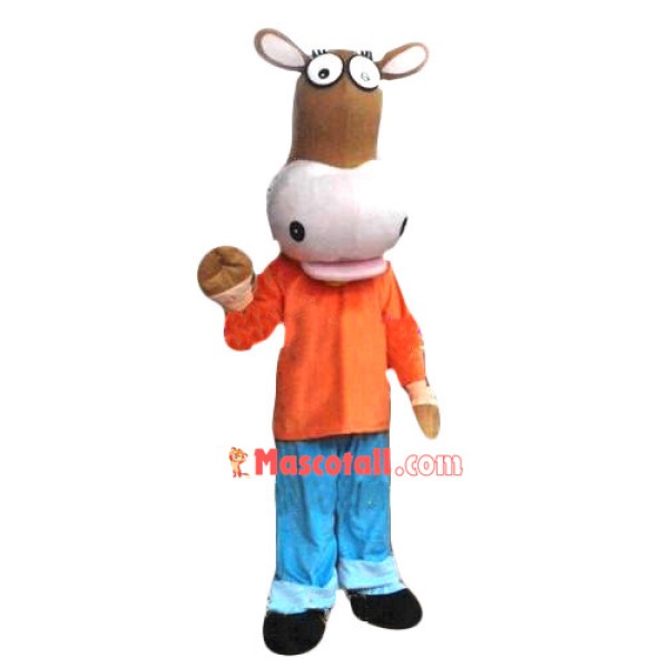 Serious Horse Man Mascot Cartoon Costume