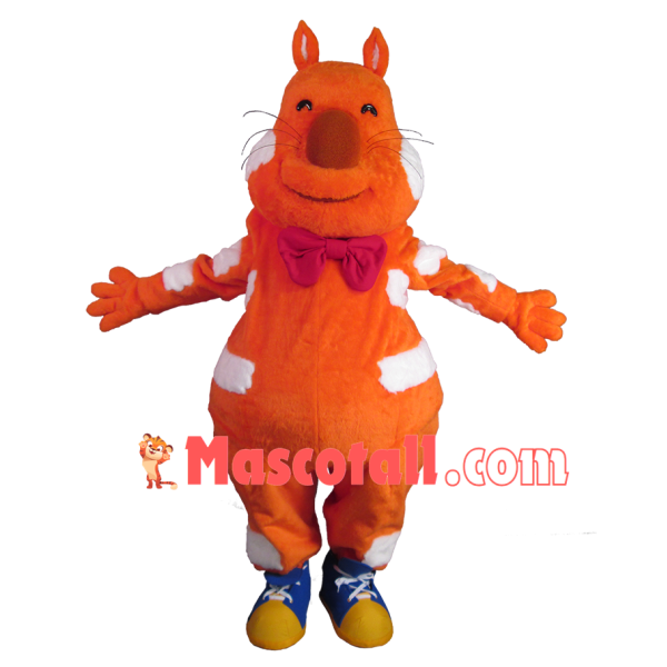 Pleased Orange Cat With Bow Tie Mascot Costume