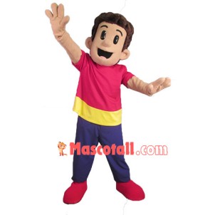 Active Curly Hair Boy Mascot Costume