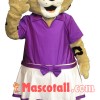Pretty Girl Cat In Purple Dress Mascot Costume
