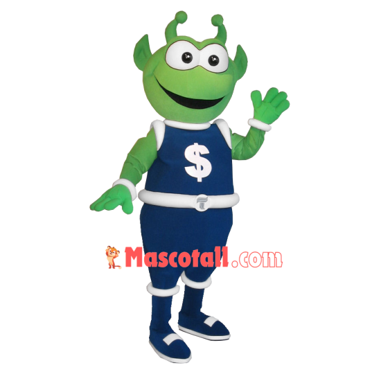 Green Alien With One-piece Pants Mascot Costume