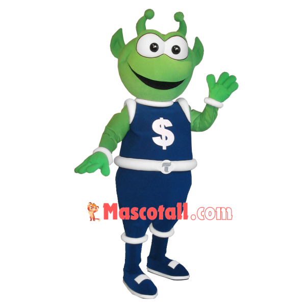 Green Alien With One-piece Pants Mascot Costume