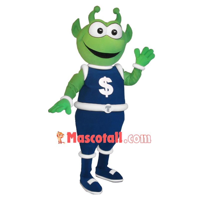 Green Alien With One-piece Pants Mascot Costume