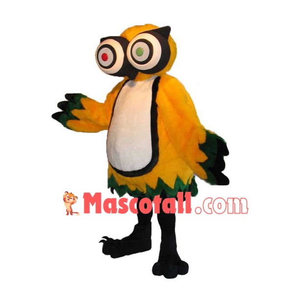 Owl With Protruding Asymmetric Eyes Mascot Costume