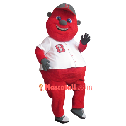 Red Plush Doll Mascot Costume For School